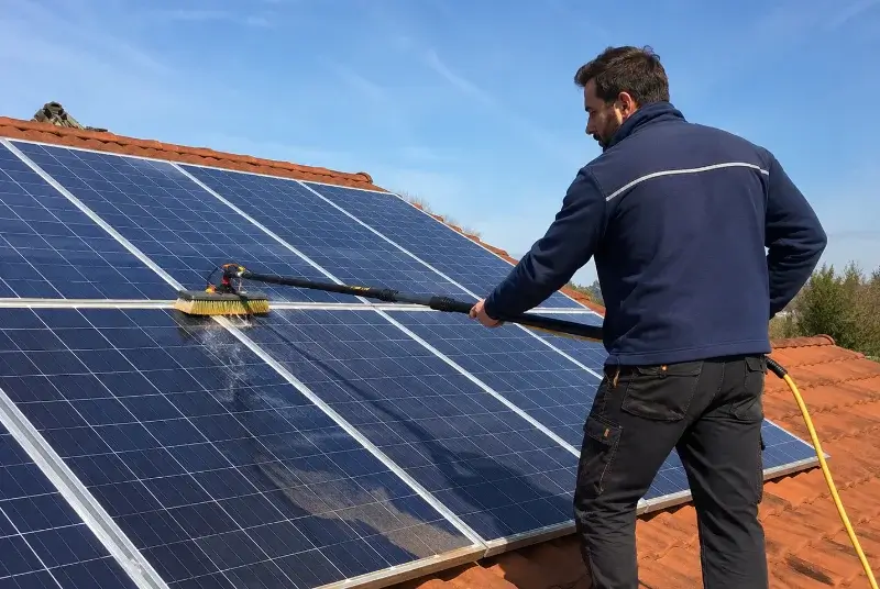 Nettoyage et entretien de panneaux solaires au Palais